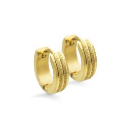 Yellow Gold plated Sandblast Steel Huggies Yellow Gold plated Sandblast Steel Huggies